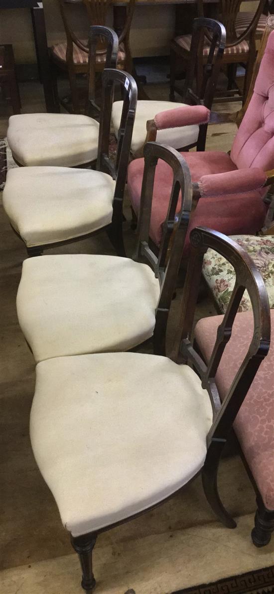 5 Victorian oak dining chairs(-)